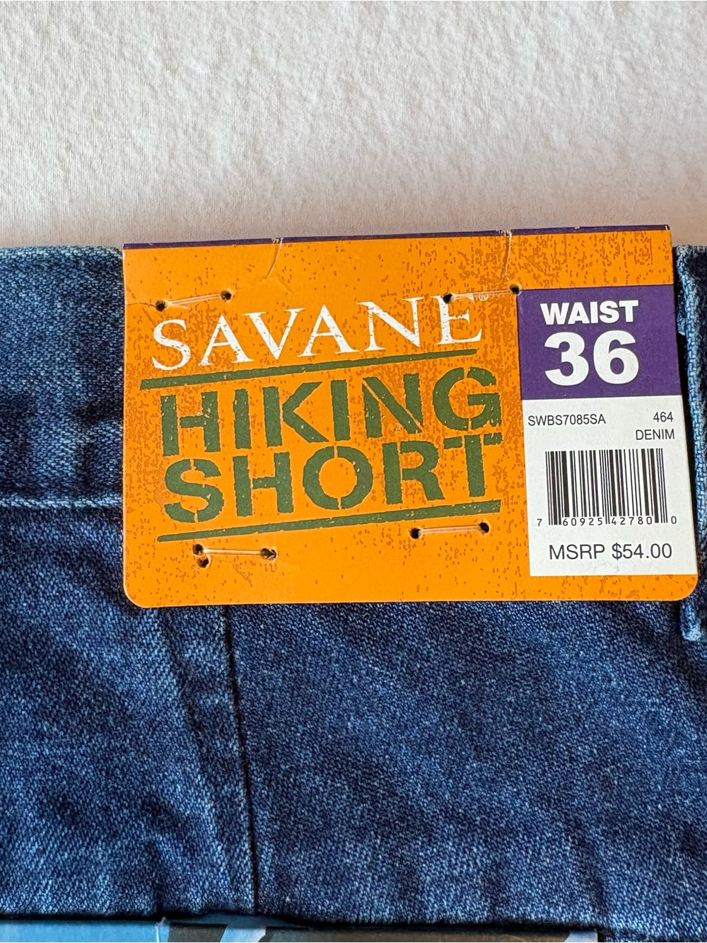 NWT Savane Men’s Hiking Denim Shorts size W36 Blue Jean Outdoor Comfort Waist - Picture 9 of 14